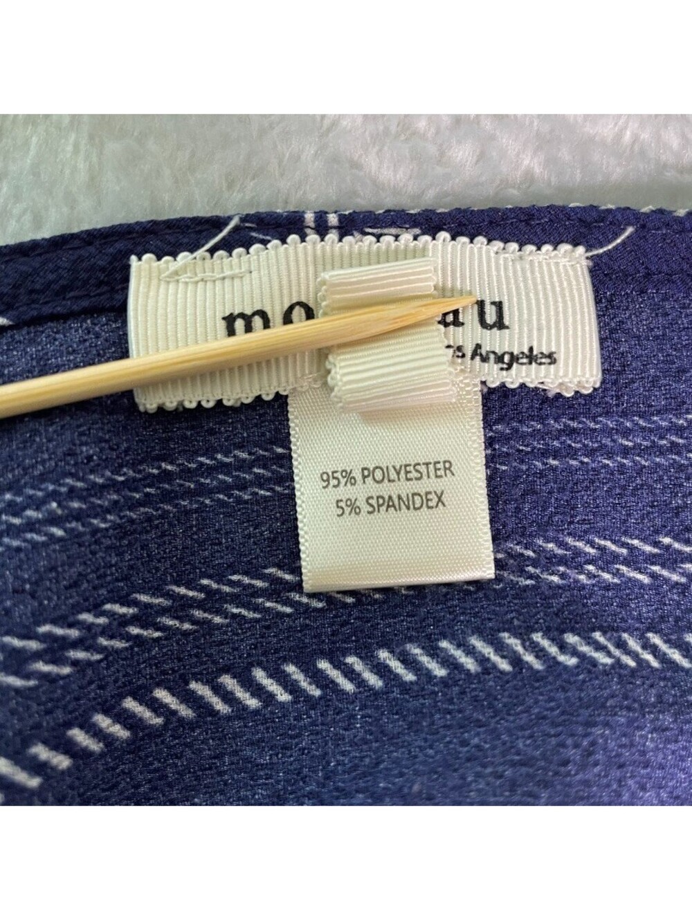 Monteau Los Angeles Jumpsuit Womens M Blue Striped Wide Leg Surplice Pockets - Picture 10 of 11